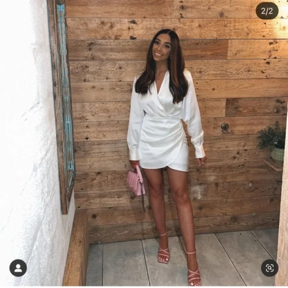 ZARA SATIN DRESS WHITE - Picture 3 of 6